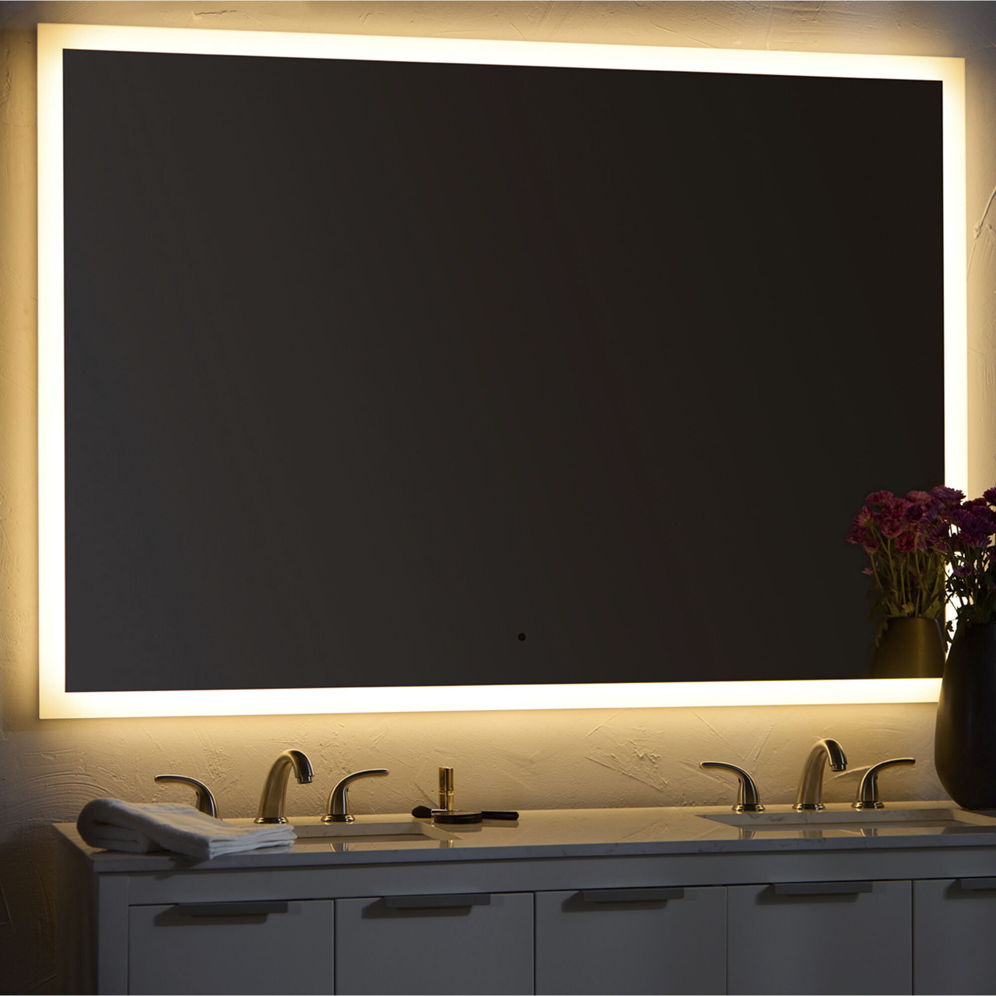 Starlight 48 X 48 inch Black LED Lighted Mirror, Vanita by Oxygen