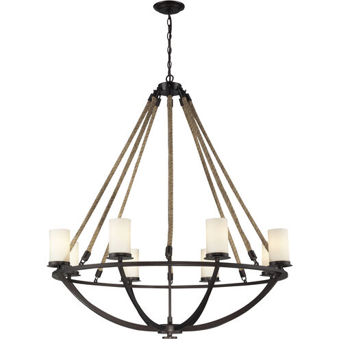 Natural Rope 8 Light 41 inch Aged Bronze Chandelier Ceiling Light