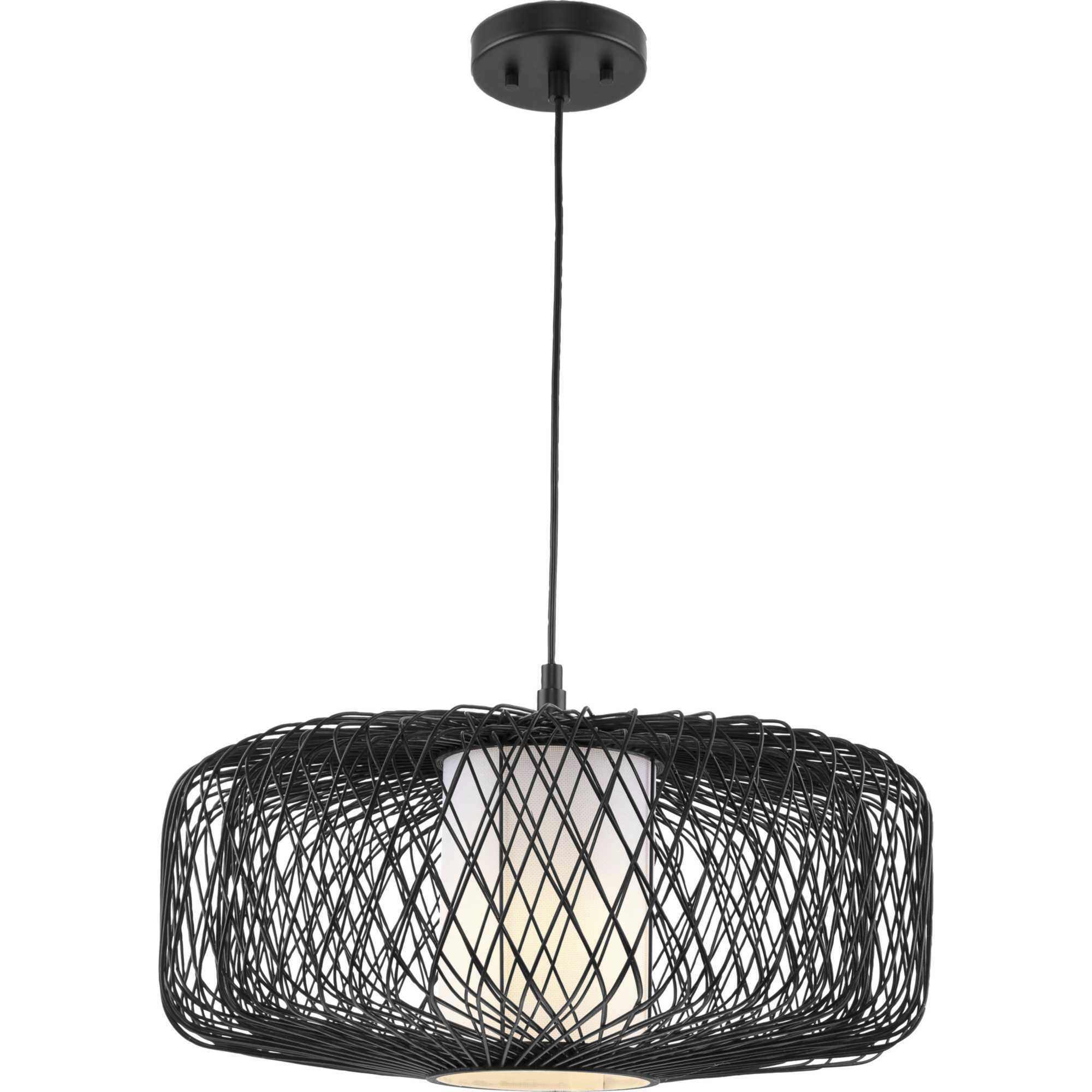Cordova 1 Light 22 inch Black Rattan Pendant Ceiling Light, Design Series
