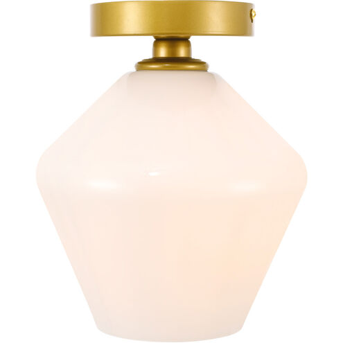 Gene 1 Light 8 inch Brass Flush Mount Ceiling Light
