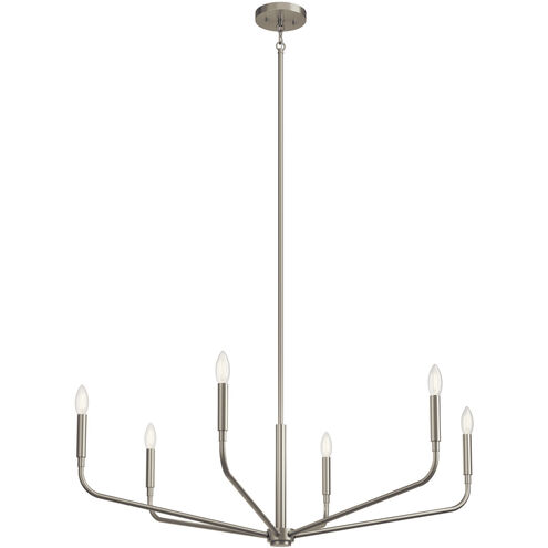 Madden 6 Light Brushed Nickel Chandelier Ceiling Light, 1 Tier Large