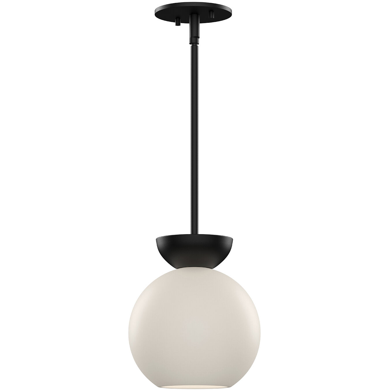 Arcadia Pendant Ceiling Light in Black, Matte Opal Glass
