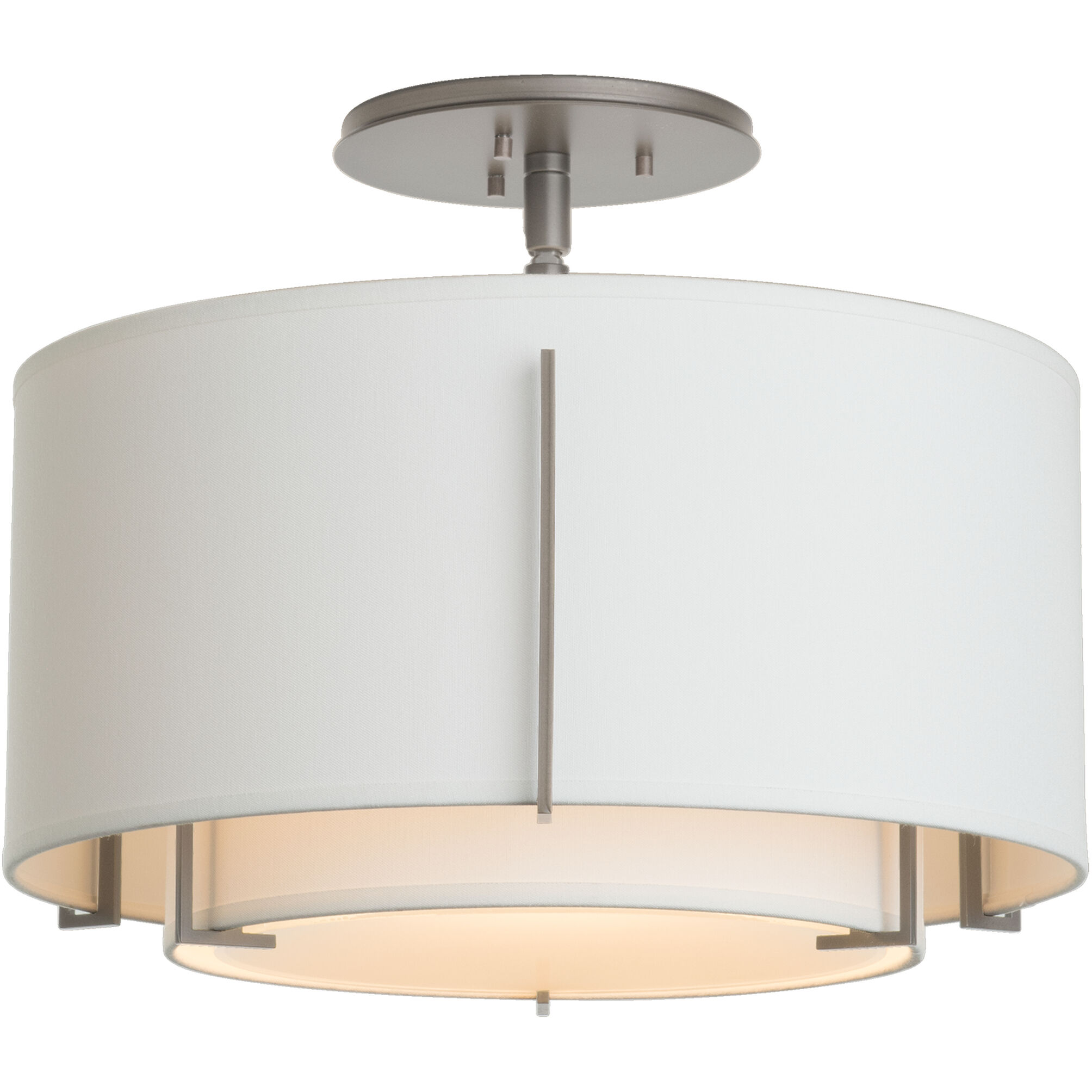 Exos 1 Light 16.1 inch Vintage Platinum Semi-Flush Ceiling Light in Natural Anna, Small