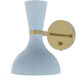 Clare Wall Sconce Wall Light in Modern Brass, Baby Blue