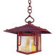Pagoda 1 Light 12 inch Rustic Brown Pendant Ceiling Light in Green-Red-Gold White Iridescent