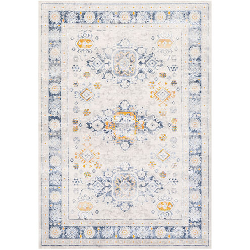 Porto 122 X 94 inch White/Light Gray/Dark Blue/Denim/Mustard Rugs in 8 x 10, Rectangle