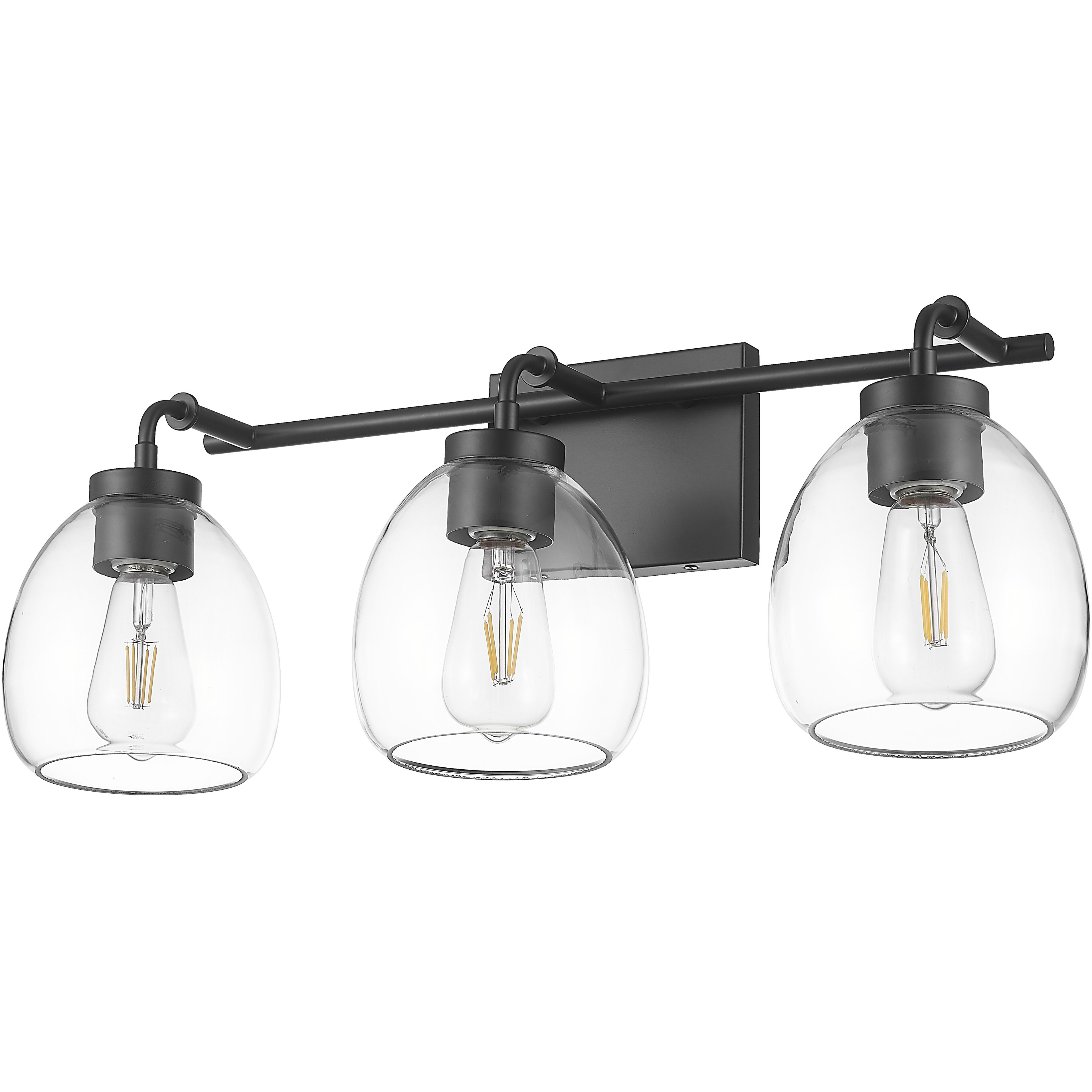 Dawes 3 Light 24 inch Matte Black Vanity Wall Light