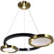 Deux Lunes LED 13 inch Brass and Pearl Black Down Chandelier Ceiling Light