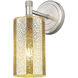 Crown Point Sconce Wall Light in Satin Nickel, Mercury Glass