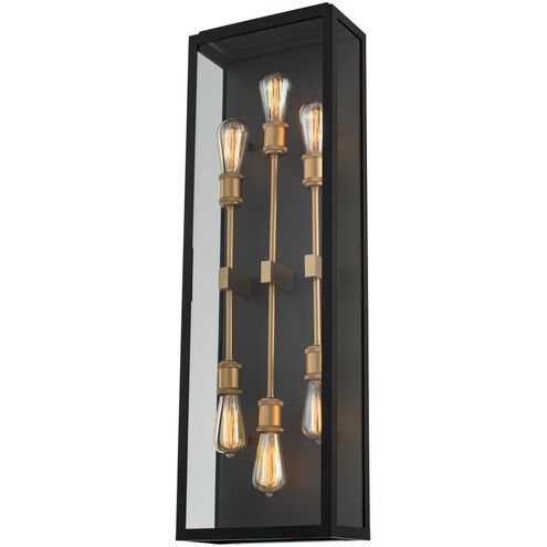 Ashland 6 Light 38 inch Matte Black with Sanded Gold Outdoor Wall Sconce