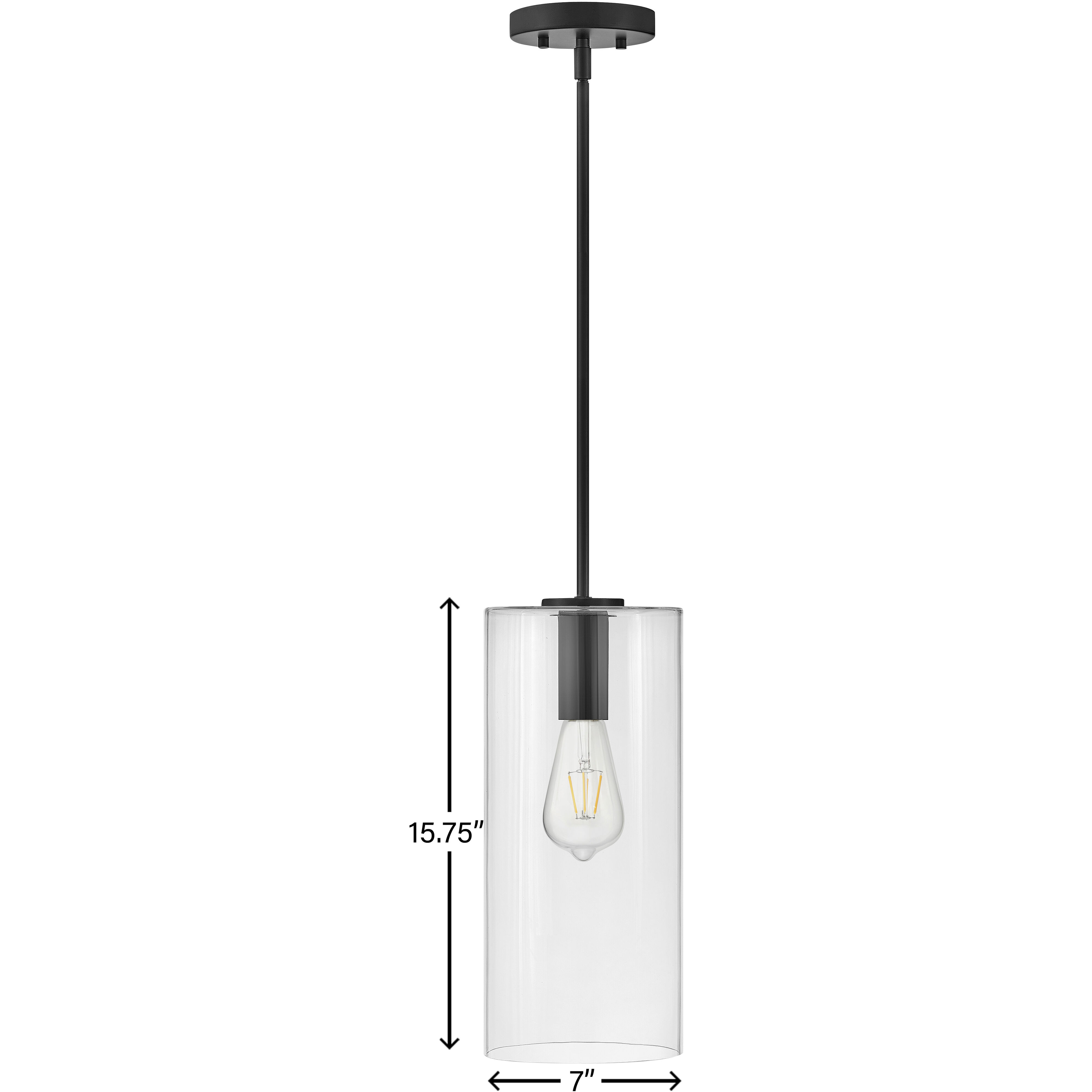 Lane LED 7 inch Black Pendant Ceiling Light in Clear