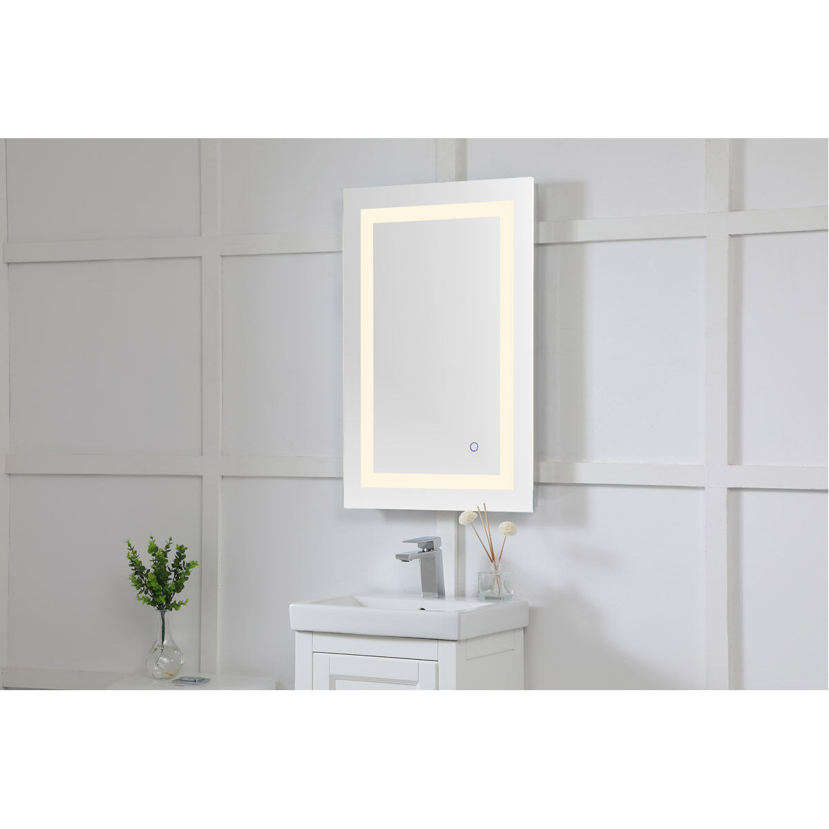 Helios 30 X 20 inch Silver Lighted Wall Mirror