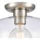 Brewer 1 Light 10 inch Brushed Nickel Semi Flush Mount Ceiling Light in Clear