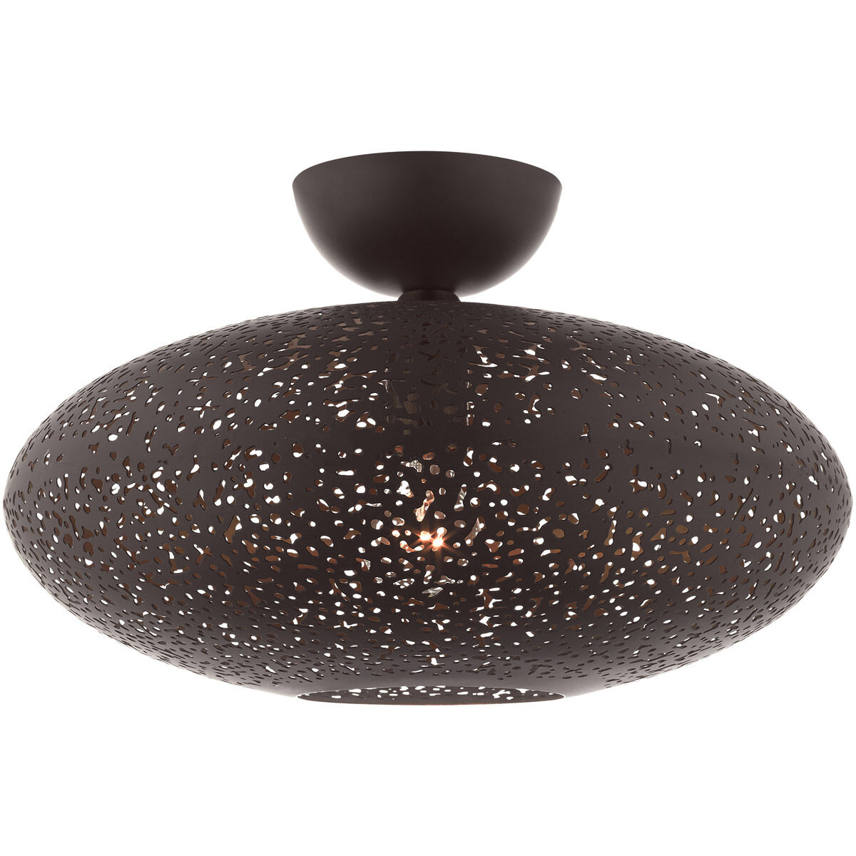 Charlton 1 Light 16 inch Bronze with Antique Brass Accents Semi Flush Ceiling Light