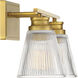 Transitional 2 Light 16 inch Natural Brass Bathroom Vanity Light Wall Light