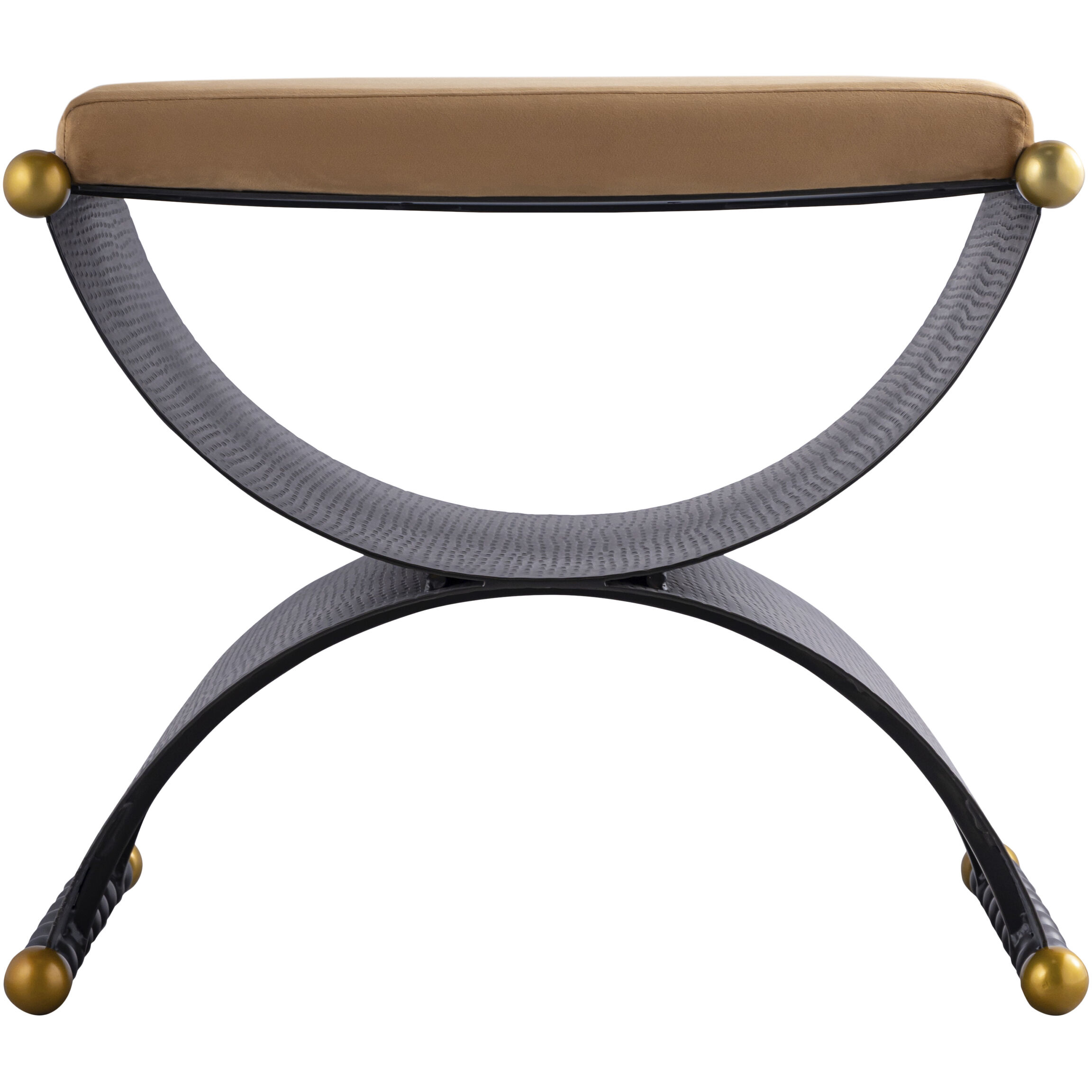 Layla 21 inch Blackened Bronze with Camel and Antique Brass Accent Stool