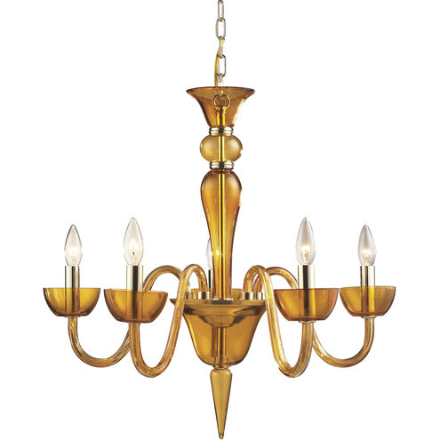 Vidriana 5 Light 24 inch Yellow with Polished Chrome Chandelier Ceiling Light