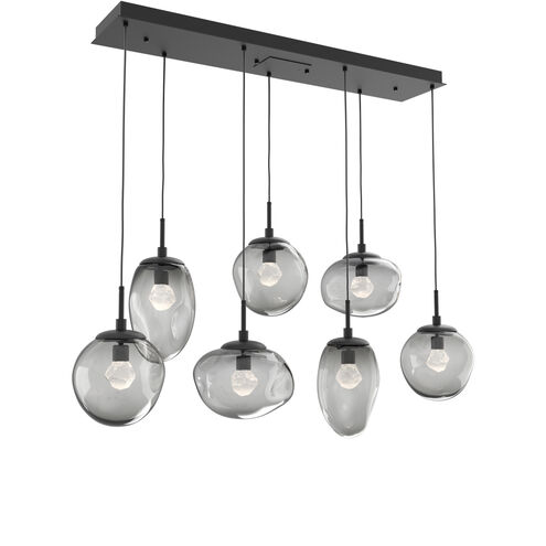 Cosmos LED LED 50.3 inch Matte Black Linear Pendant Ceiling Light in 2700K LED, Zircon Inner - Smoke Outer, Multi-Port