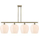 Ballston Norfolk 4 Light 50 inch Antique Brass Island Light Ceiling Light in Matte White Glass
