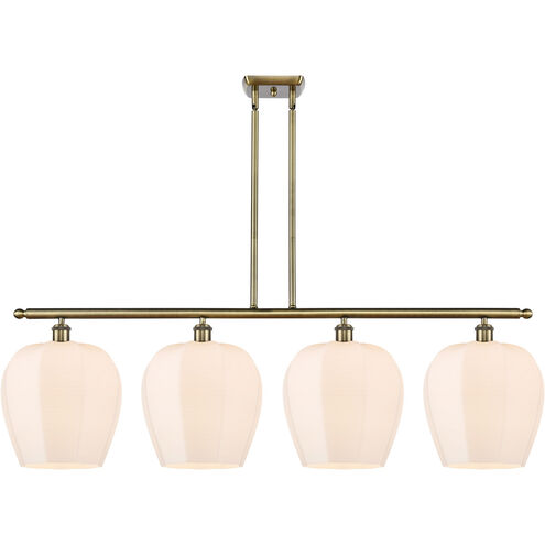 Ballston Norfolk 4 Light 50 inch Antique Brass Island Light Ceiling Light in Matte White Glass