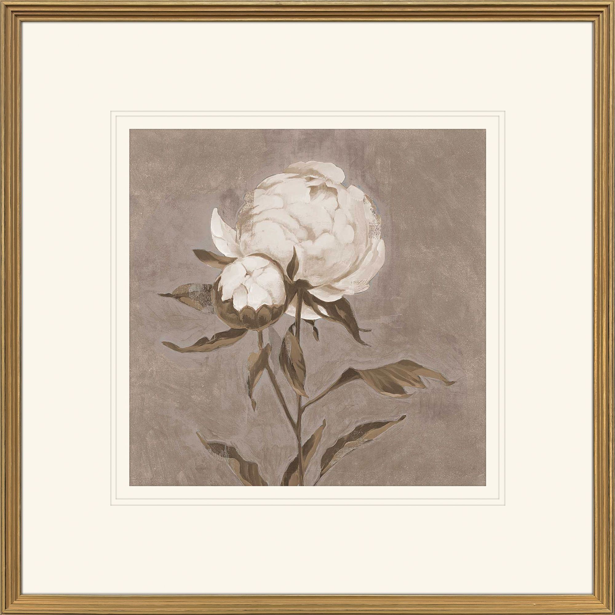 Pretty as a Peony Beige and Brown and Neutral Framed Art
