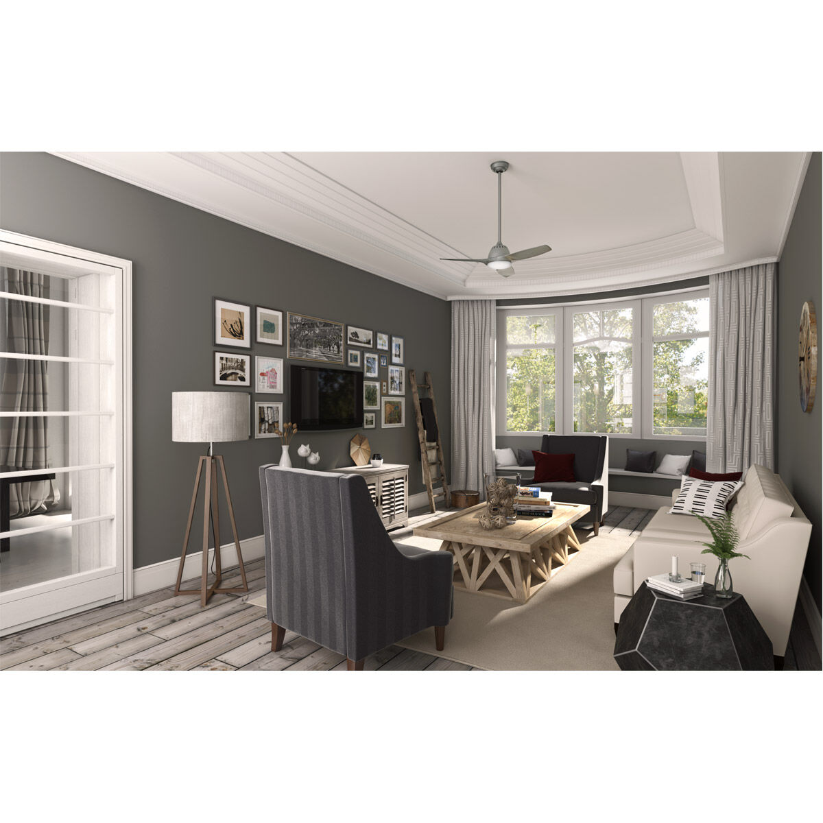 Wisp 44 inch Painted Pewter with Painted Pewter, Painted Pewter Blades Ceiling Fan