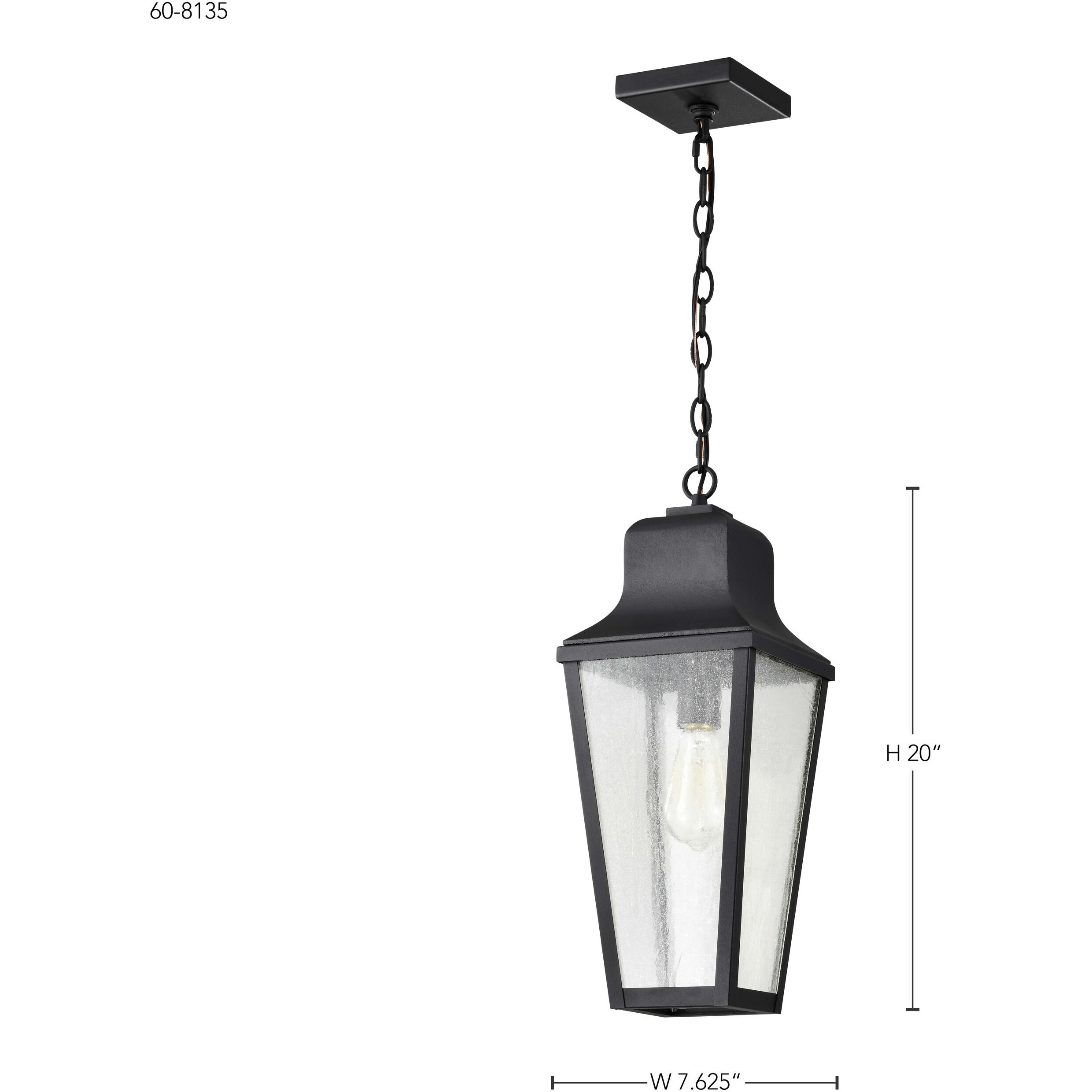 Lawrence 1 Light 7.63 inch Matte Black Outdoor Hanging Light