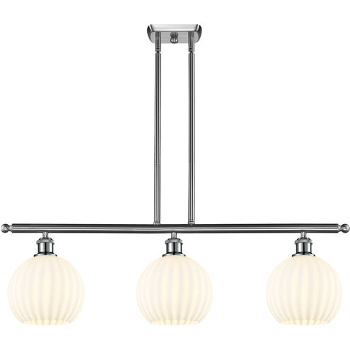 Ballston White Venetian 3 Light 36 inch Brushed Satin Nickel Stem Hung Island Light Ceiling Light