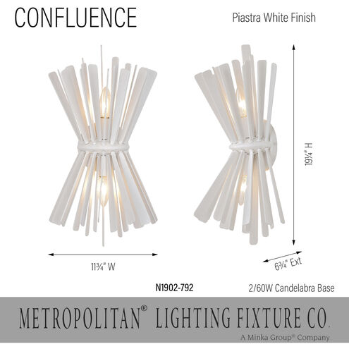 Confluence 2 Light 11.25 inch Piastra White Wall Sconce Wall Light