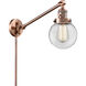 Beacon 21 inch 100 watt Antique Copper Swing Arm Wall Light in Clear Glass, Franklin Restoration