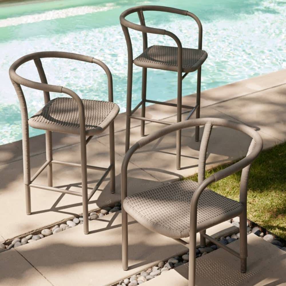 Feller 41 inch Fossil and Gray Outdoor Bar Stool