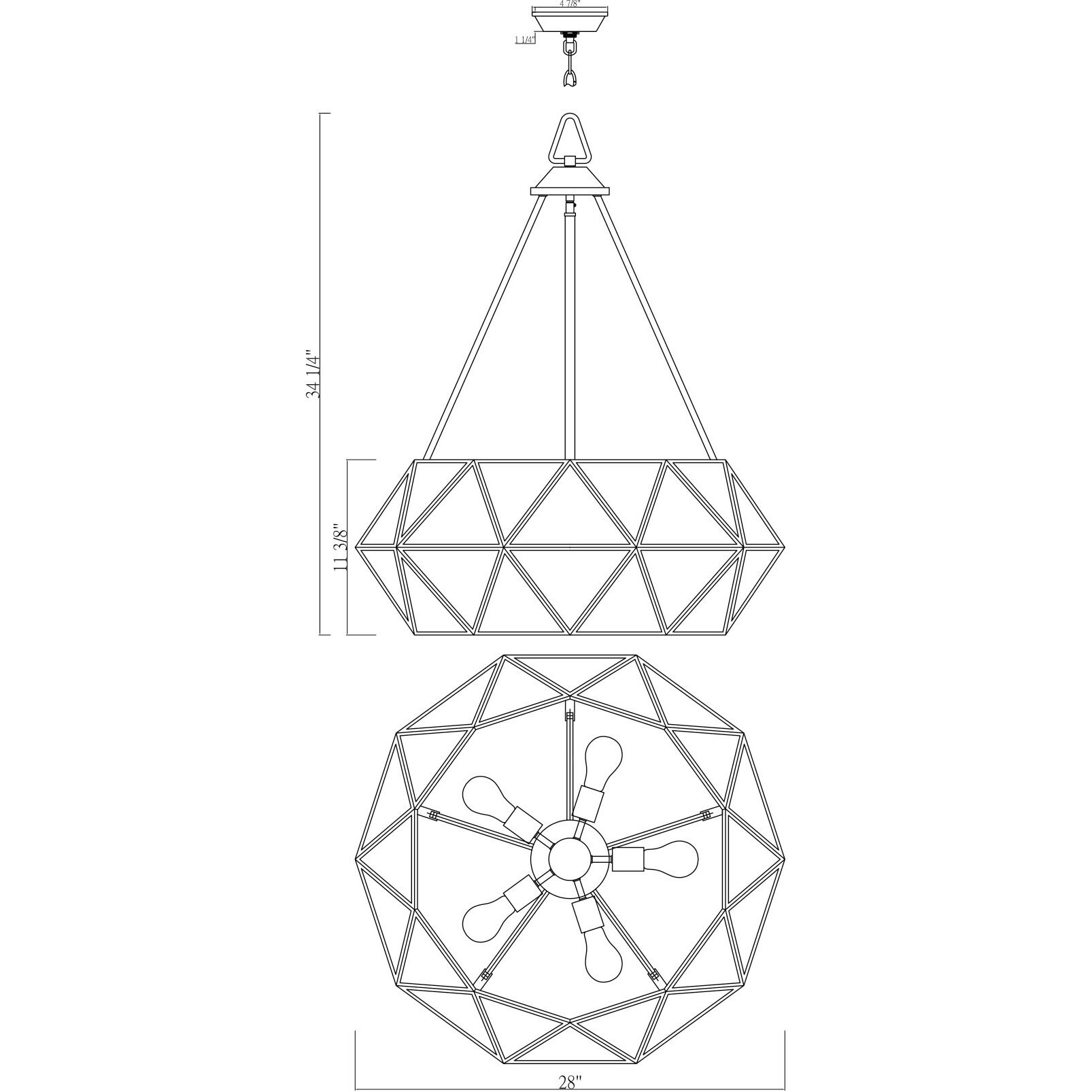 Tartan 5 Light 28 inch Oiled Burnished Bronze Pendant Ceiling Light