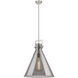 Newton Cone 1 Light 18 inch Satin Nickel Pendant Ceiling Light in Light Smoke Glass