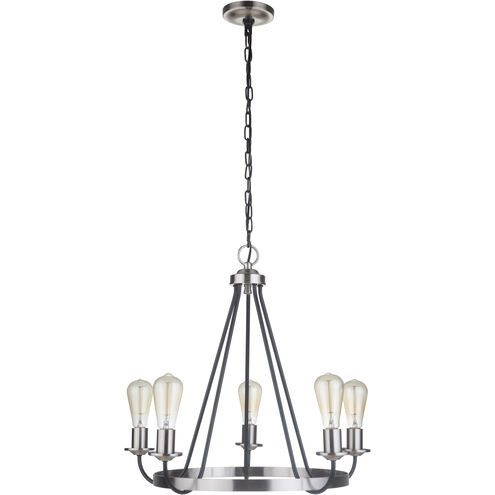Neighborhood Randolph 5 Light 25 inch Flat Black/Brushed Polished Nickel Chandelier Ceiling Light, Neighborhood Collection