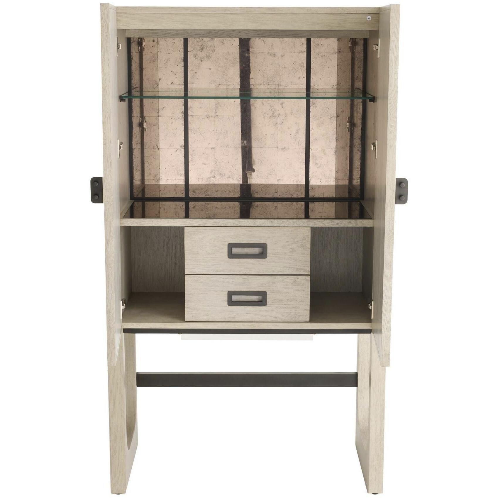 Jermaine Antiqued Amber and Smoke with Bronze Cocktail Cabinet