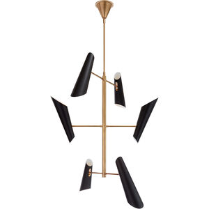 AERIN Franca LED 44 inch Hand-Rubbed Antique Brass Pivoting Chandelier Ceiling Light in Black, Tall