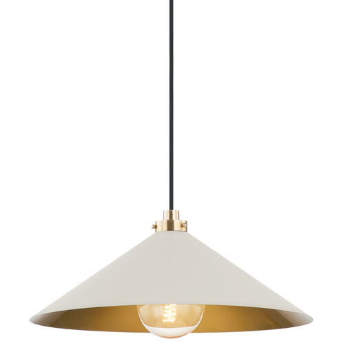 Clivedon 1 Light 20 inch Aged Brass/Off White Pendant Ceiling Light