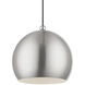 Stockton 1 Light 12 inch Brushed Nickel with Polished Chrome Accents Pendant Ceiling Light, Globe