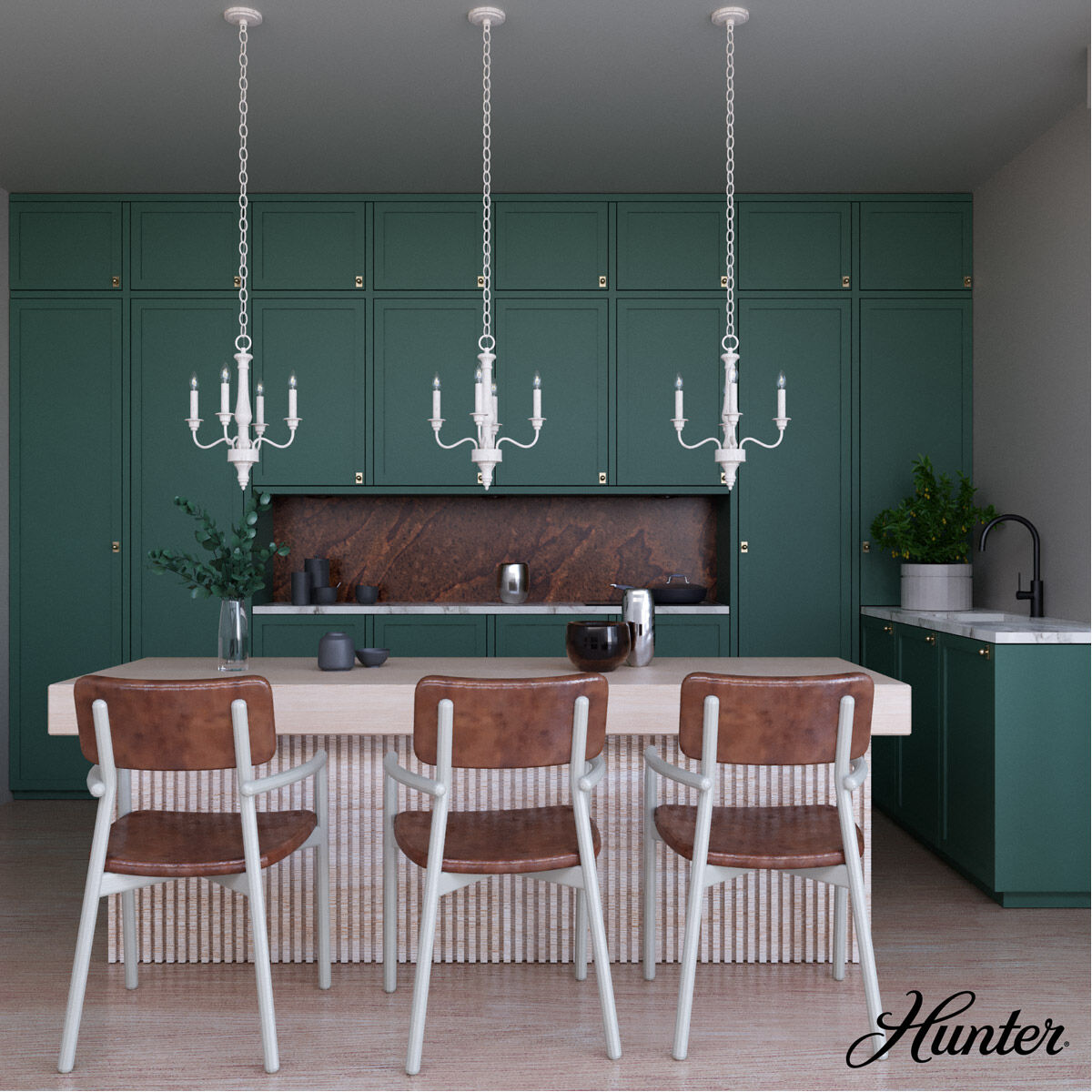 Teren 4 Light 14.25 inch Distressed White Chandelier Ceiling Light