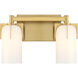 Caldwell 2 Light 14.75 inch Warm Brass Bathroom Vanity Light Wall Light