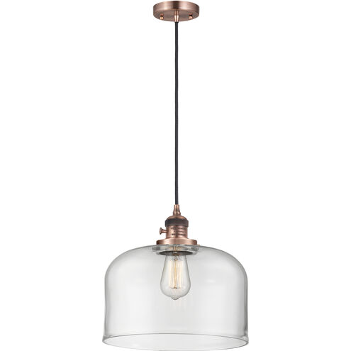 Franklin Restoration Bell 1 Light 12 inch Antique Copper Mini Pendant Ceiling Light in Incandescent, Clear