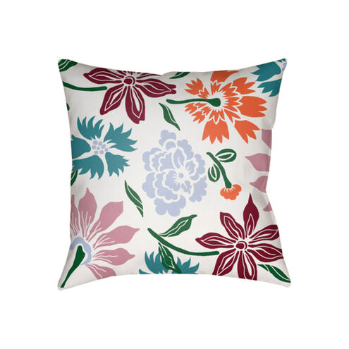 Moody Floral 22 X 22 inch Dark Green and Pale Blue Outdoor Throw Pillow