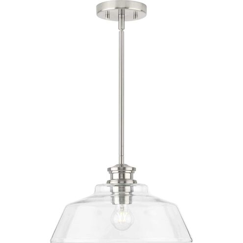 Singleton 1 Light 14 inch Brushed Nickel Pendant Ceiling Light