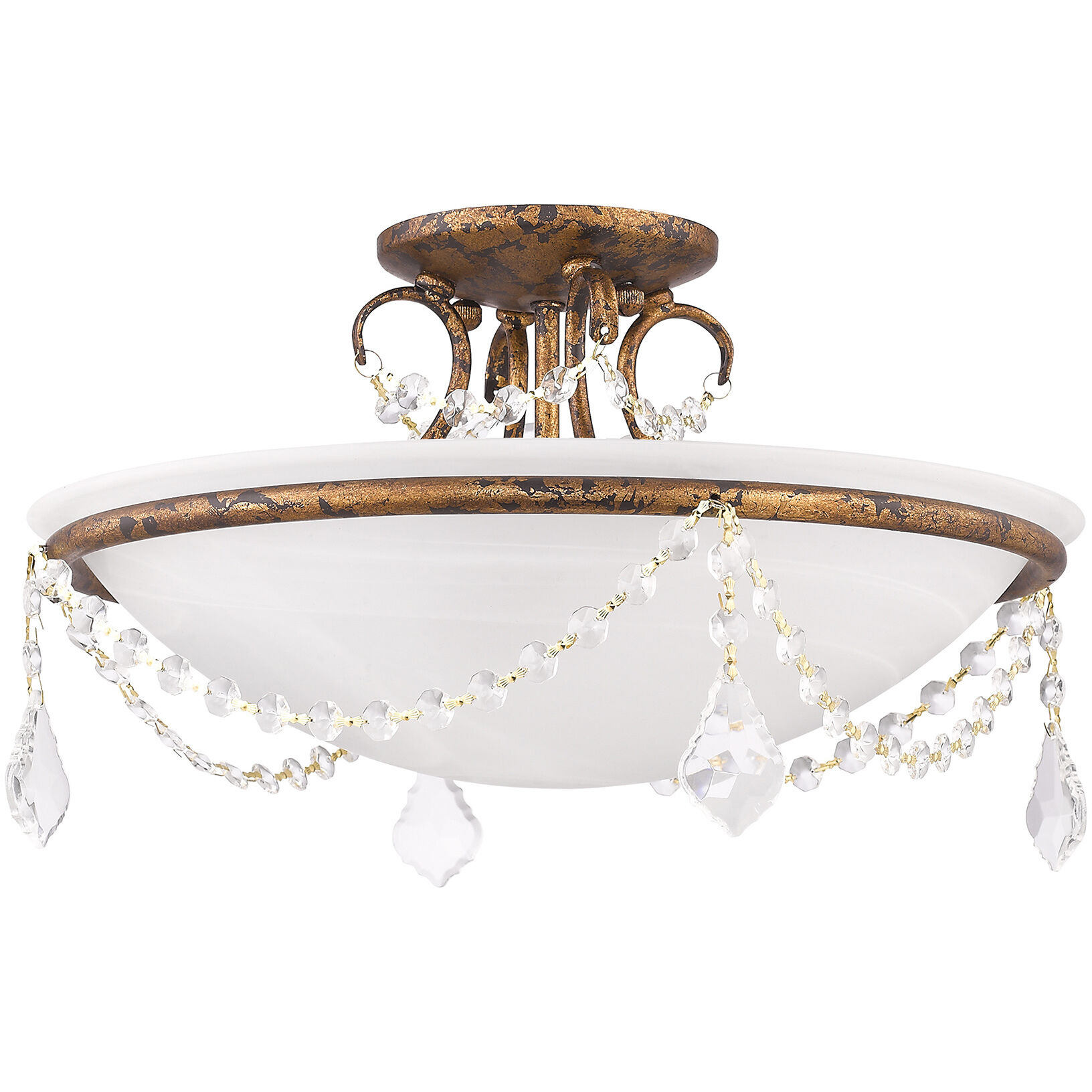 Chesterfield/Pennington 3 Light 16 inch Hand Applied Venetian Golden Bronze Semi-Flush Mount Ceiling Light