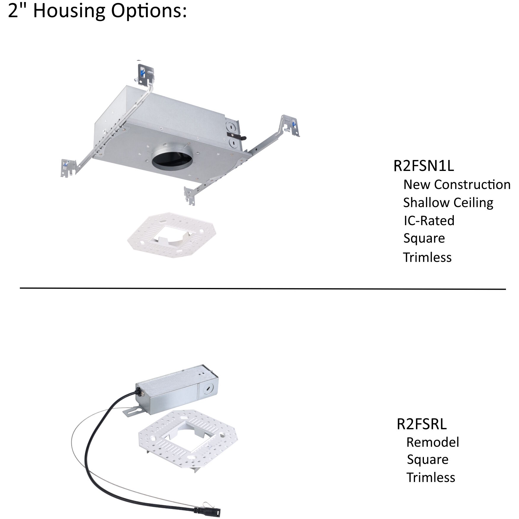 FQ Integrated LED White Recessed Trim in 1800-3000K, 2" LED