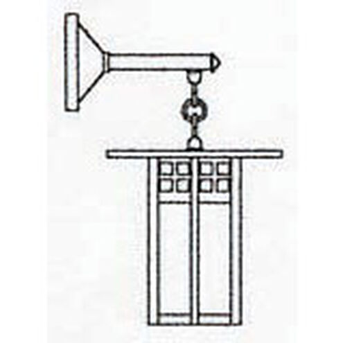 Glasgow 1 Light 16.12 inch Mission Brown Outdoor Wall Mount in Gold White Iridescent and White Opalescent