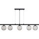 Chandra 5 Light 46 inch Matte Black and Clear Linear Pendant Ceiling Light