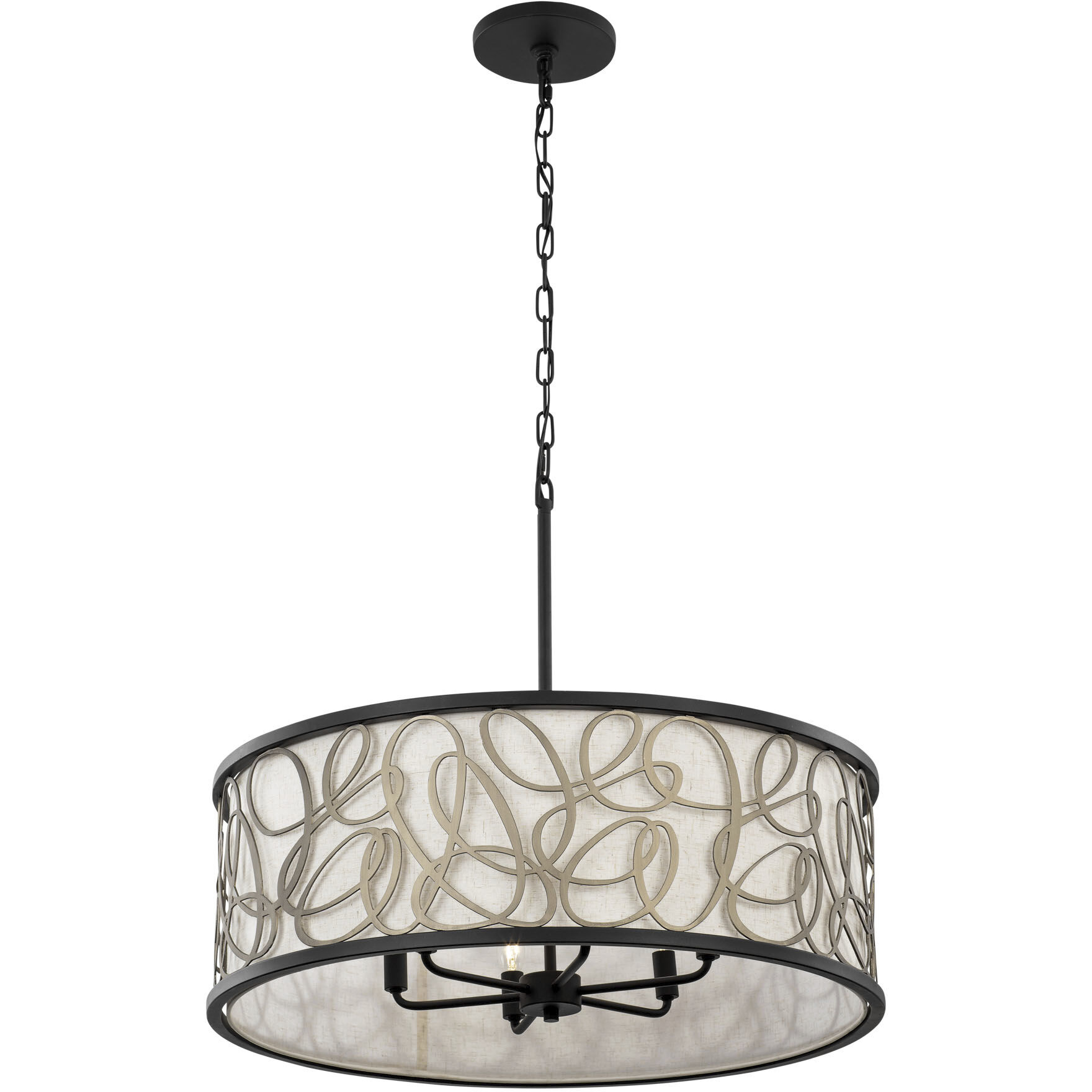 Scribble 6 Light 28 inch Matte Black with Artifact Pendant Ceiling Light, Smithsonian Collaboration