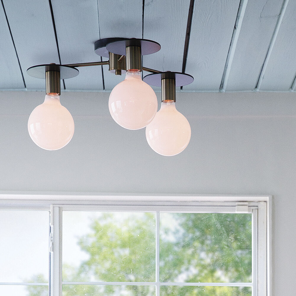 Bobbie LED 20 inch Lacquered Brass Chandelier Ceiling Light, Semi-Flush Mount