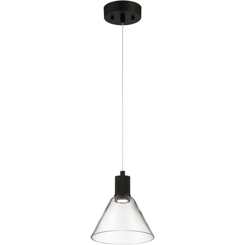 Port Nine LED 8 inch Matte Black Pendant Ceiling Light in Clear